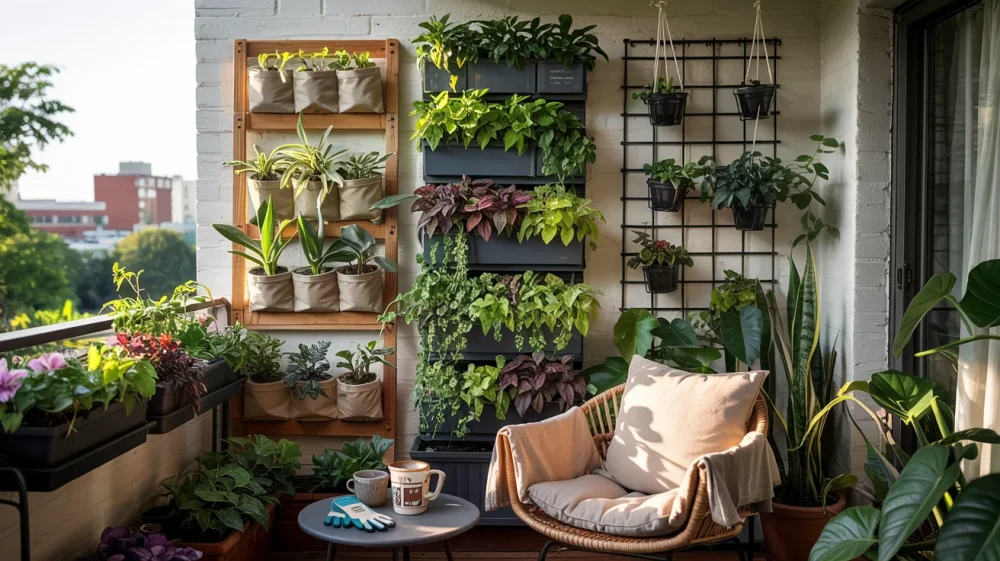 balcony wall decore ideas, vertical garden decor wall ideas