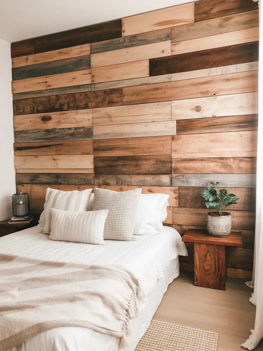 Raw Wood Wall Paneling Accent