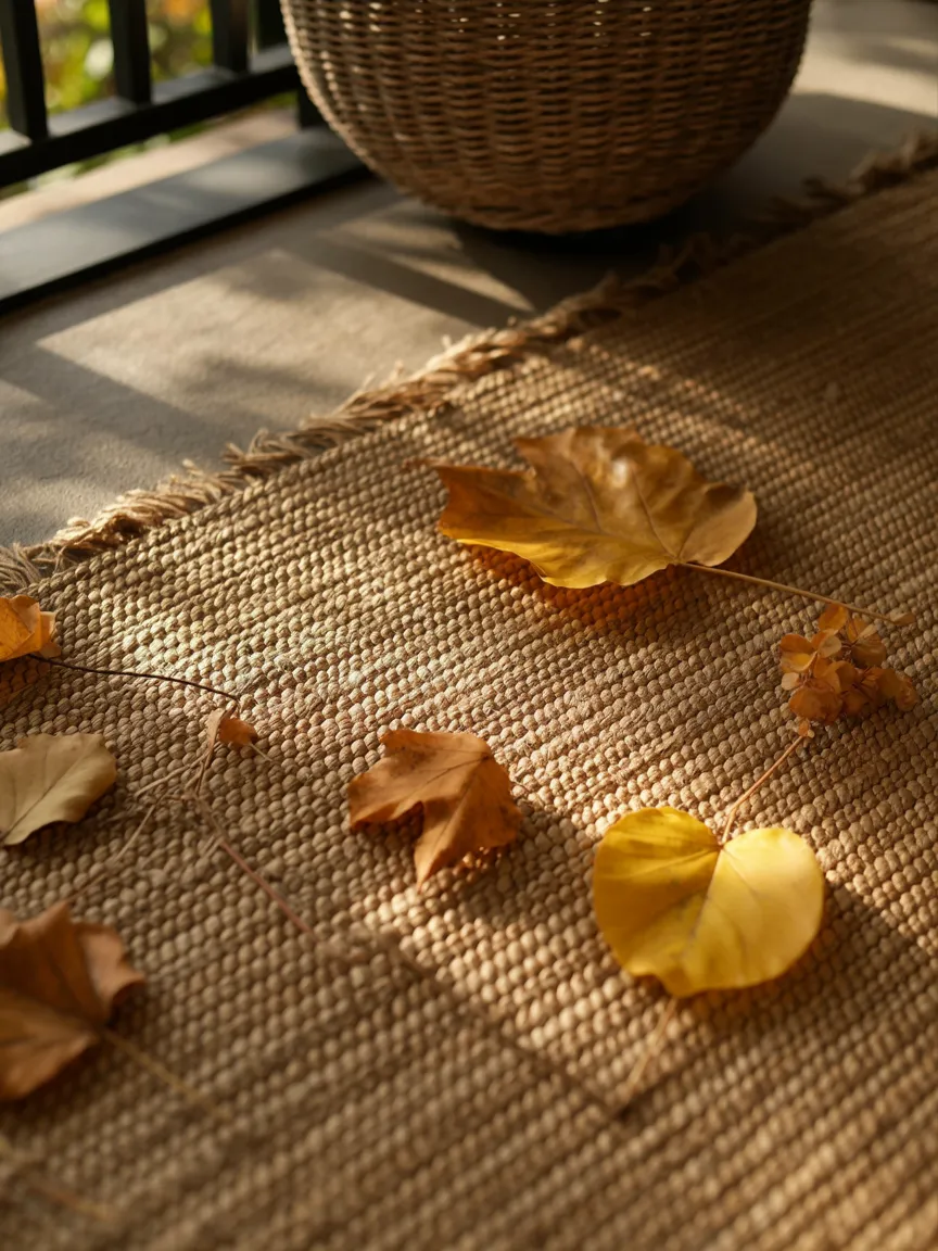 1. Soften the Floor with Jute or Woven Rugs