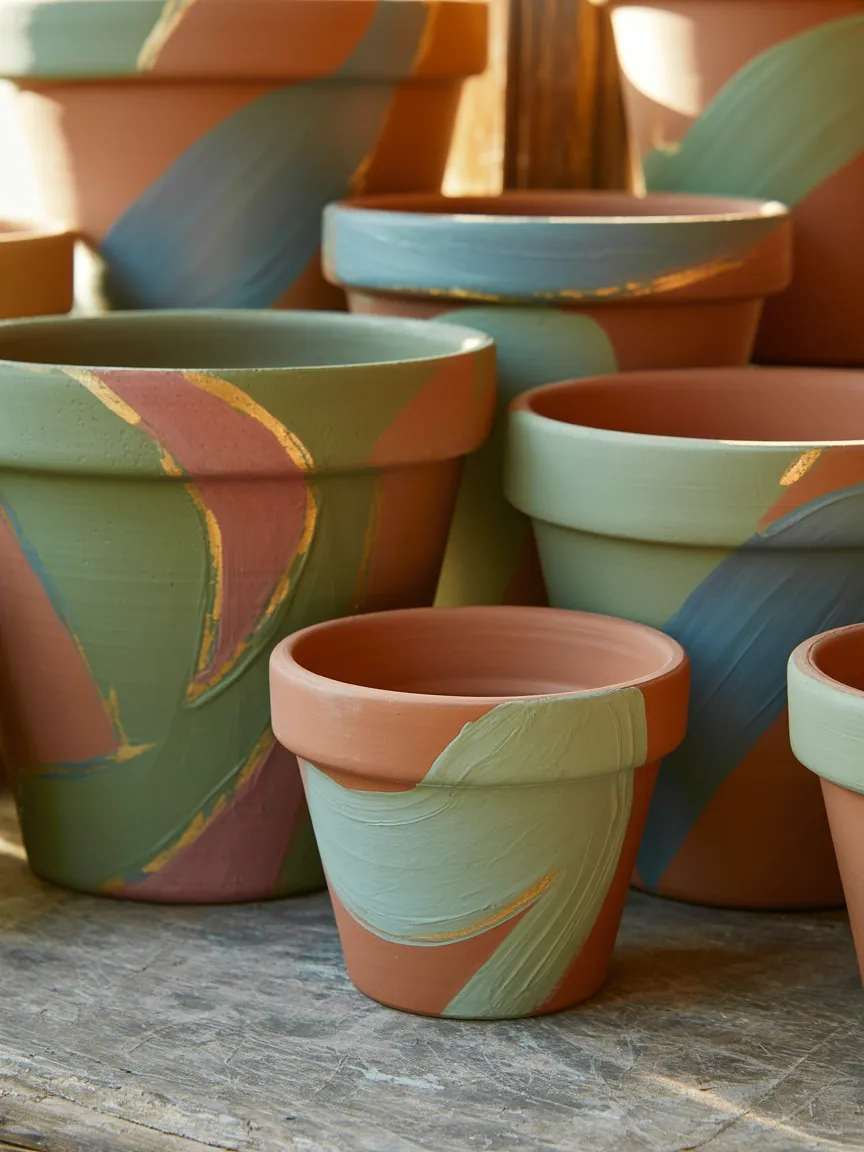 16. Hand-Painted Terracotta Pots