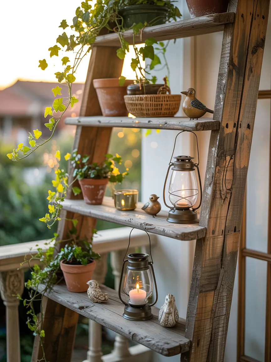 20. Wooden Ladder Shelves for Vertical Styling