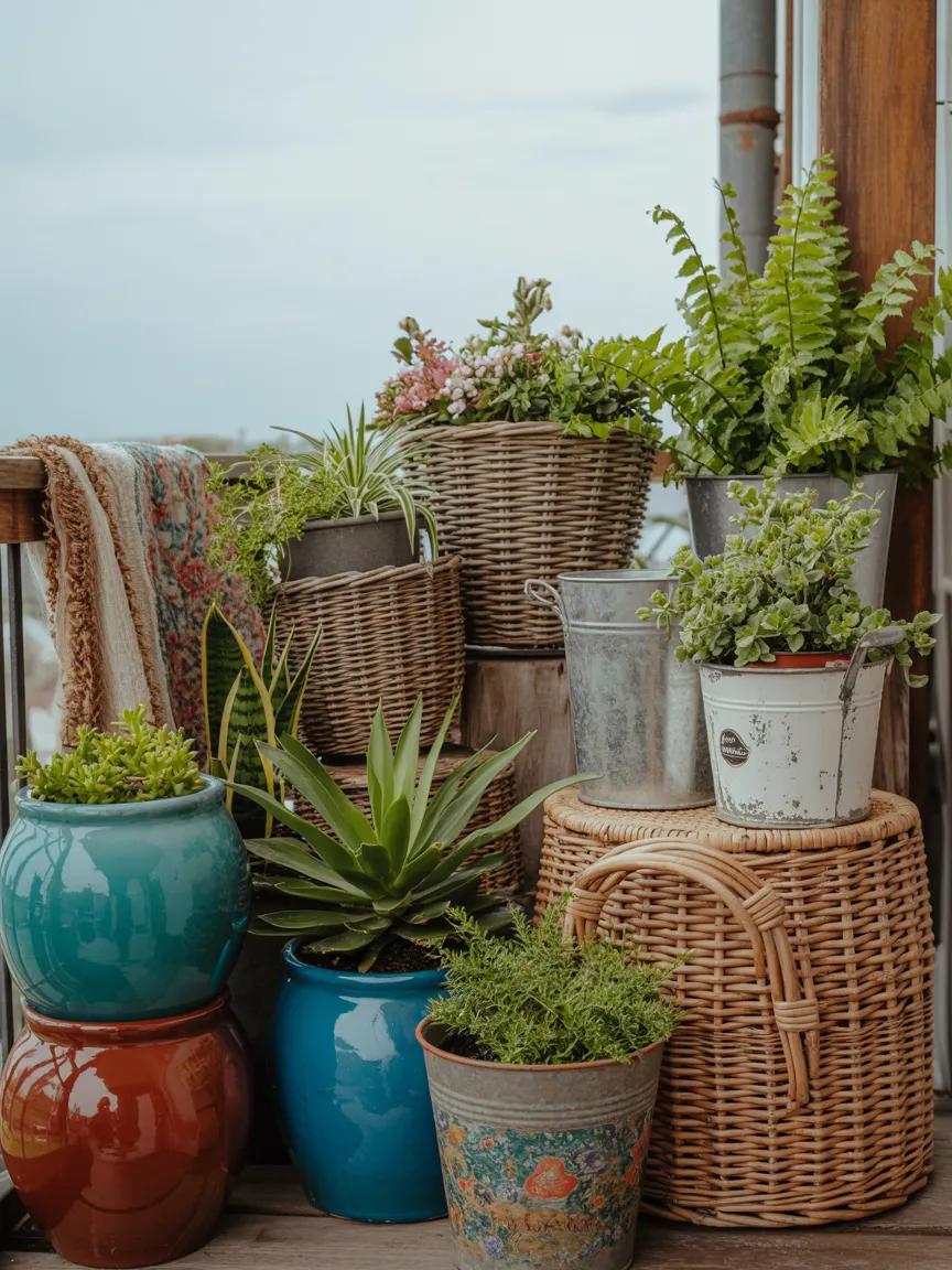 9. Mix and Match Planters for Eclectic Charm