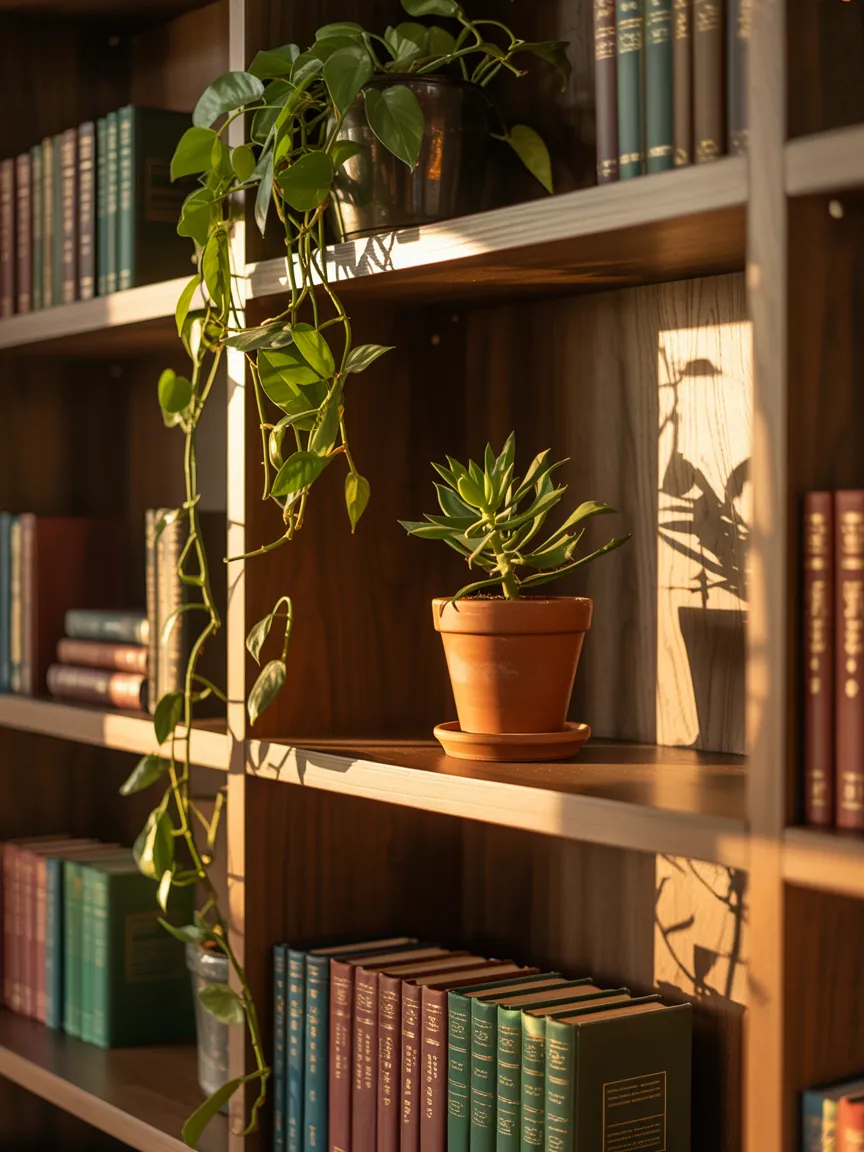 13. Greenery with Trailing Plants or Small Potted Plants