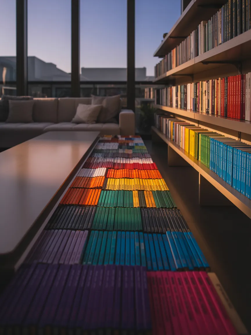Books as Colorful Decor Stacks