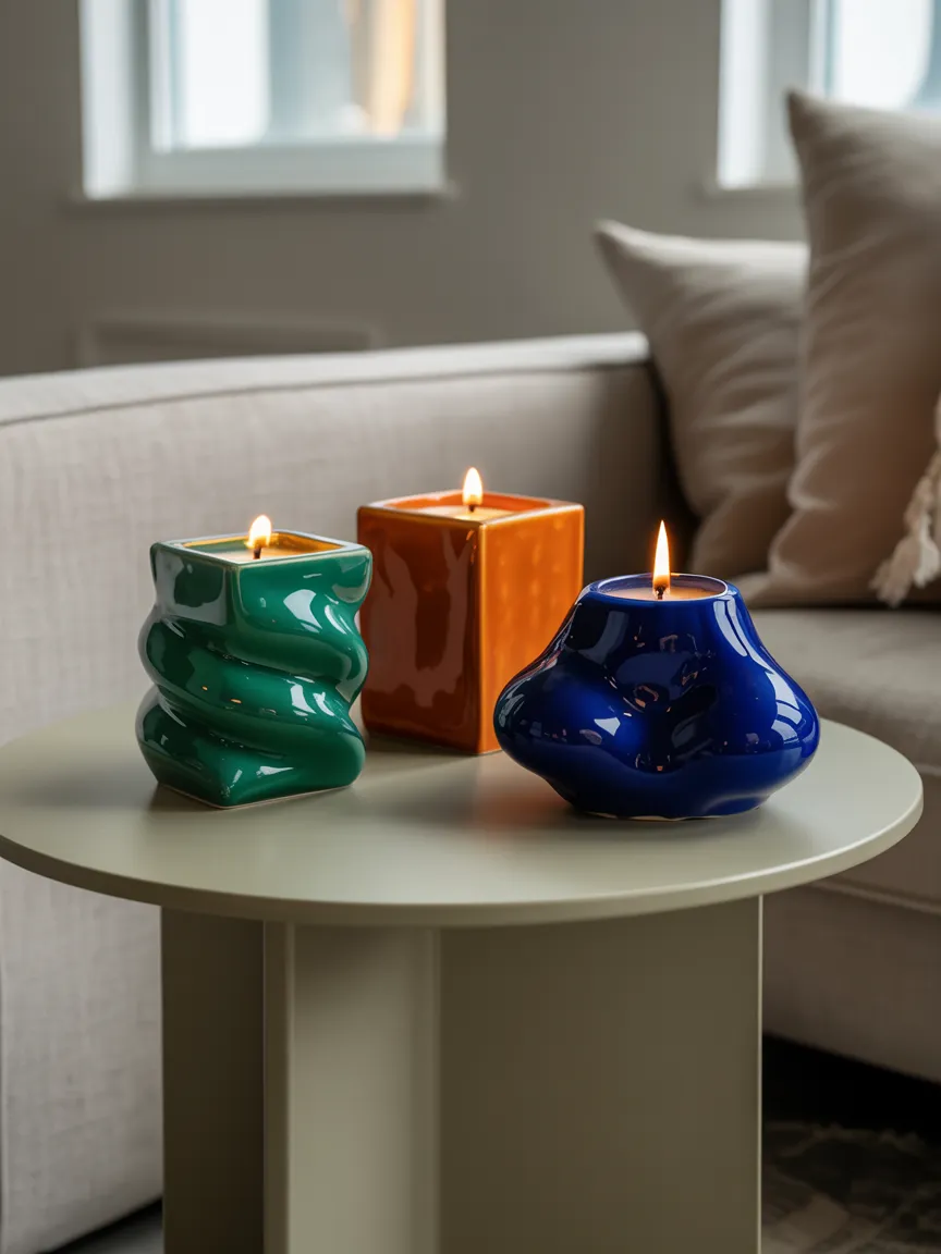 Quirky Scented Candles in Bold Vessels
