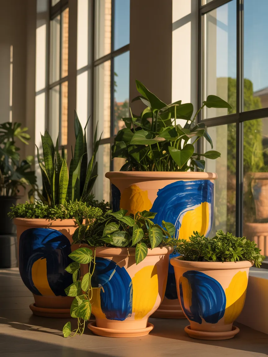 Repurposed & Painted Planters for Plants