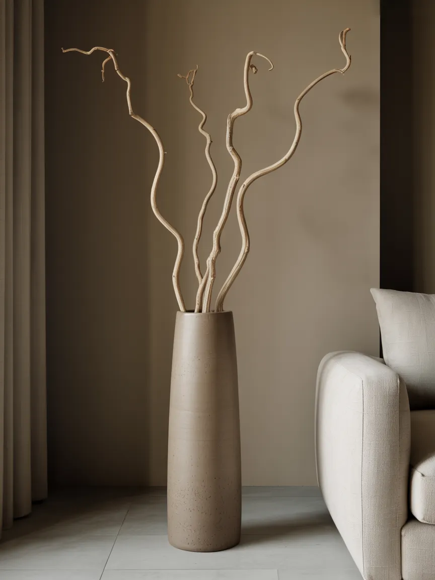 The Tall, Slender Floor Vase with Branches