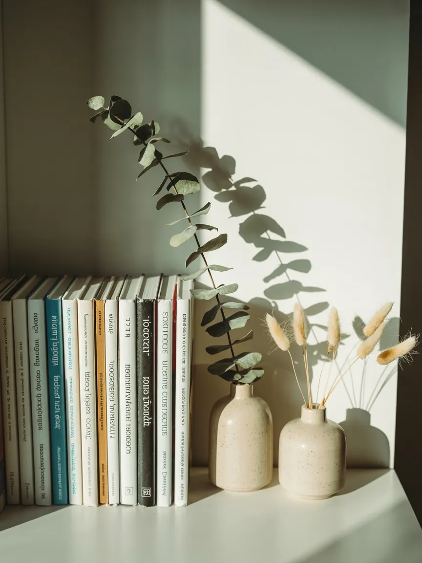 Bookshelf Styling with Small Vases