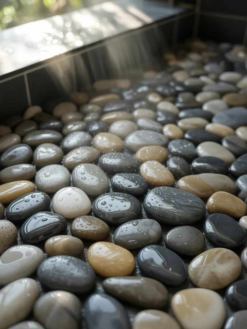 Natural Stone Shower Floor with Texture