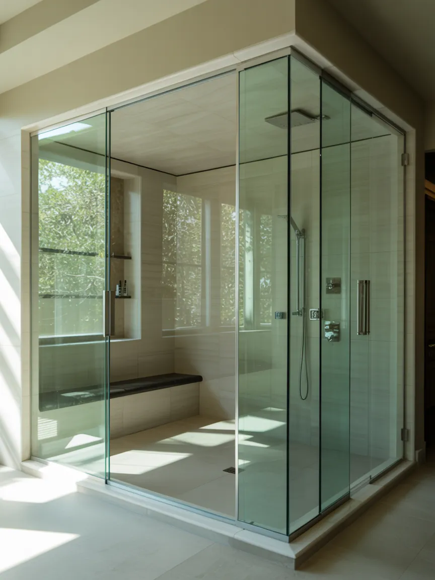 Fully Sealed Frameless Glass Steam Enclosure