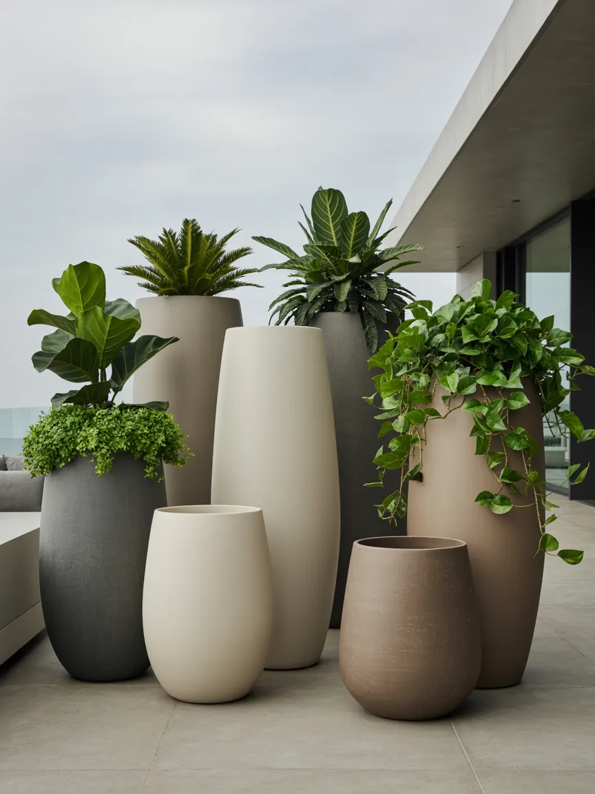 Lightweight Fiberglass or Resin Pots