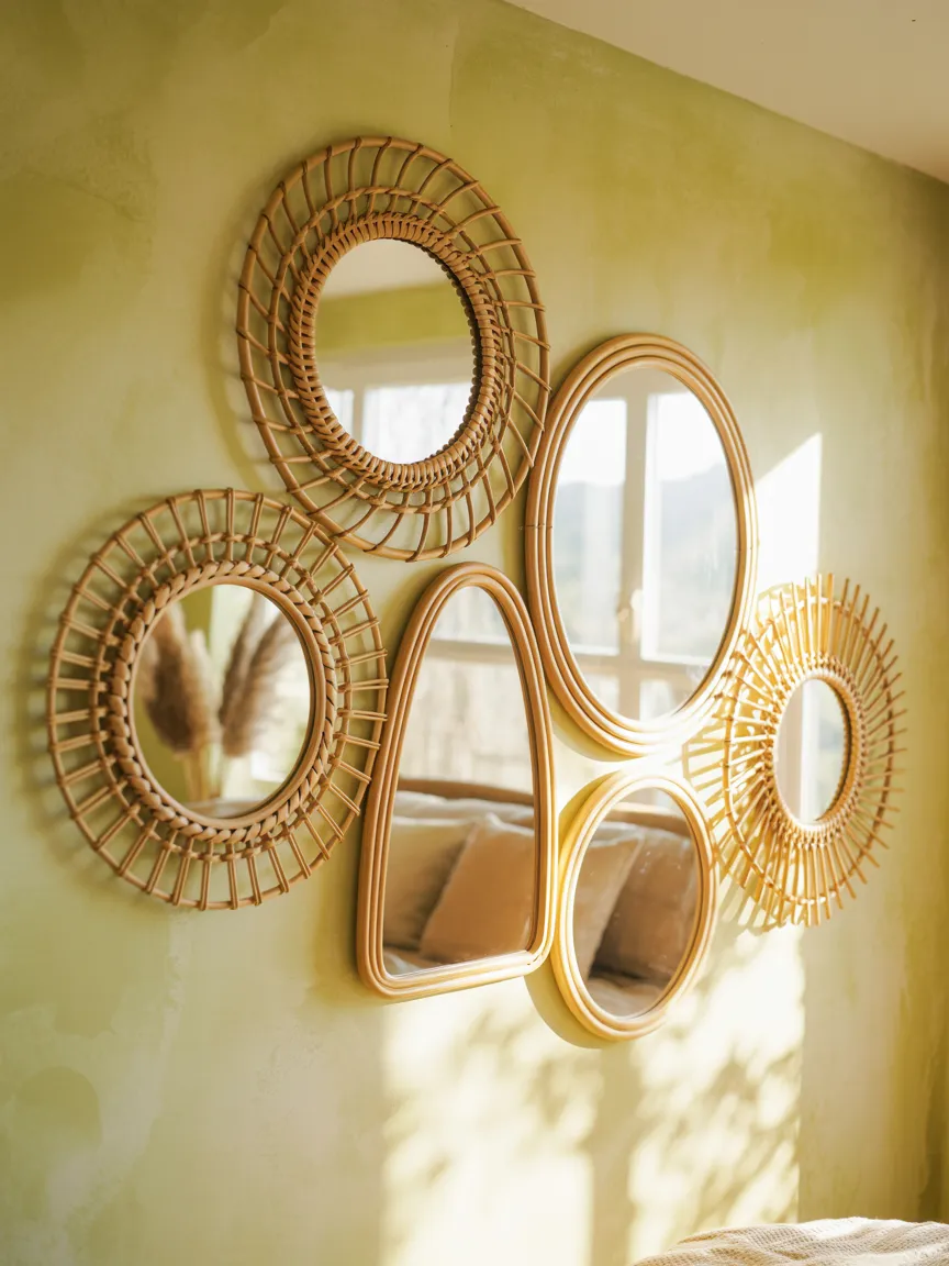 Rattan Wall Mirror Cluster