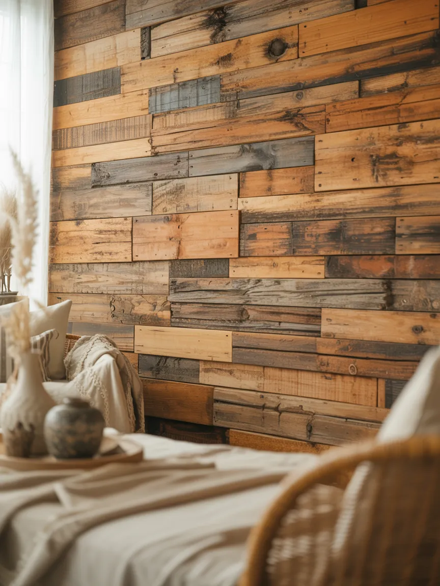 Raw Wood Wall Paneling Accent