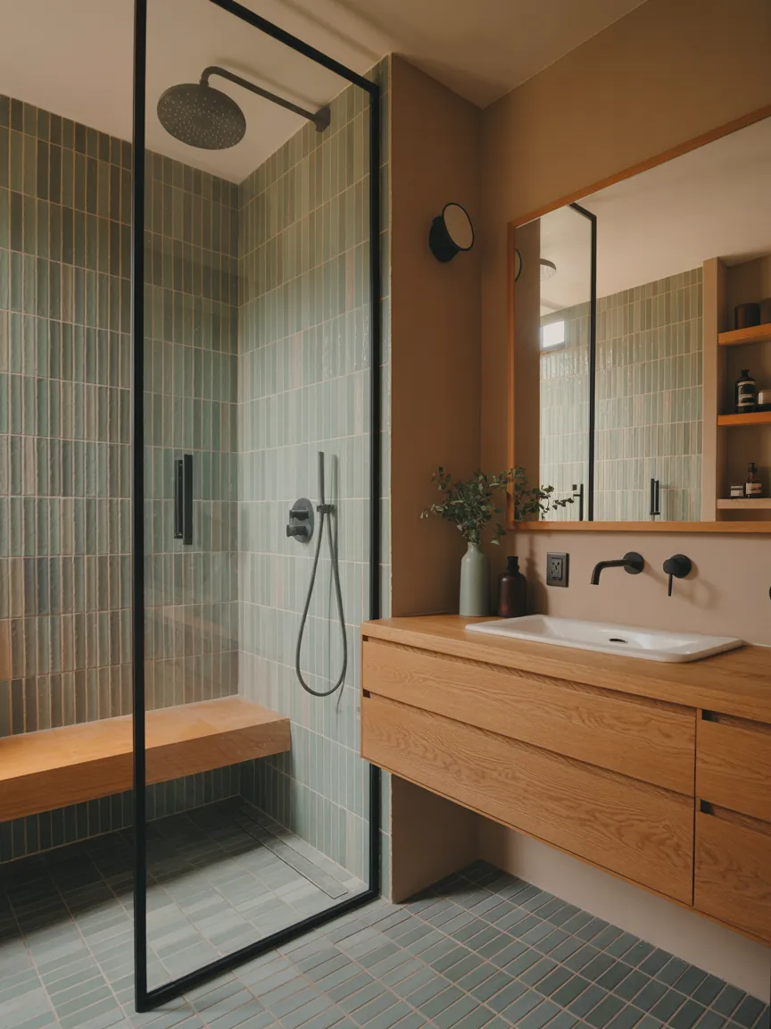 Floating Oak Vanity & Shelf