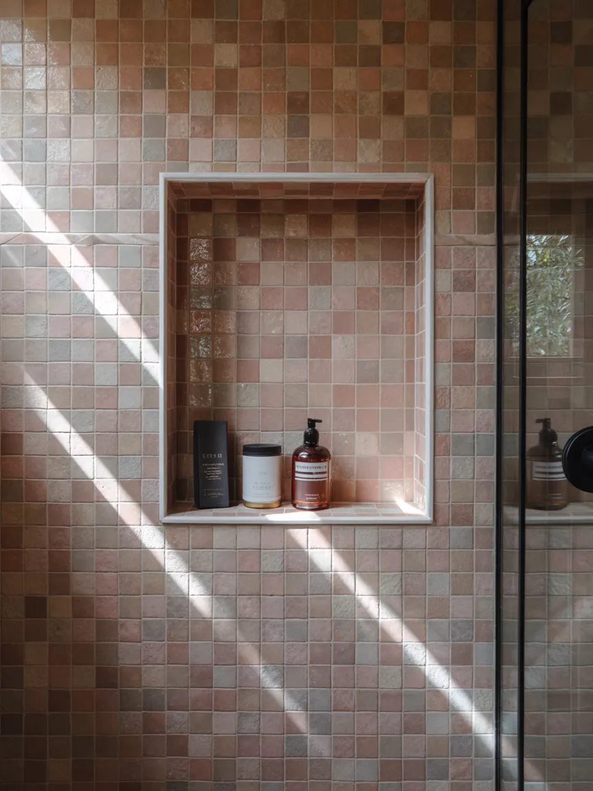 Integrated Zellige Tiled Niche