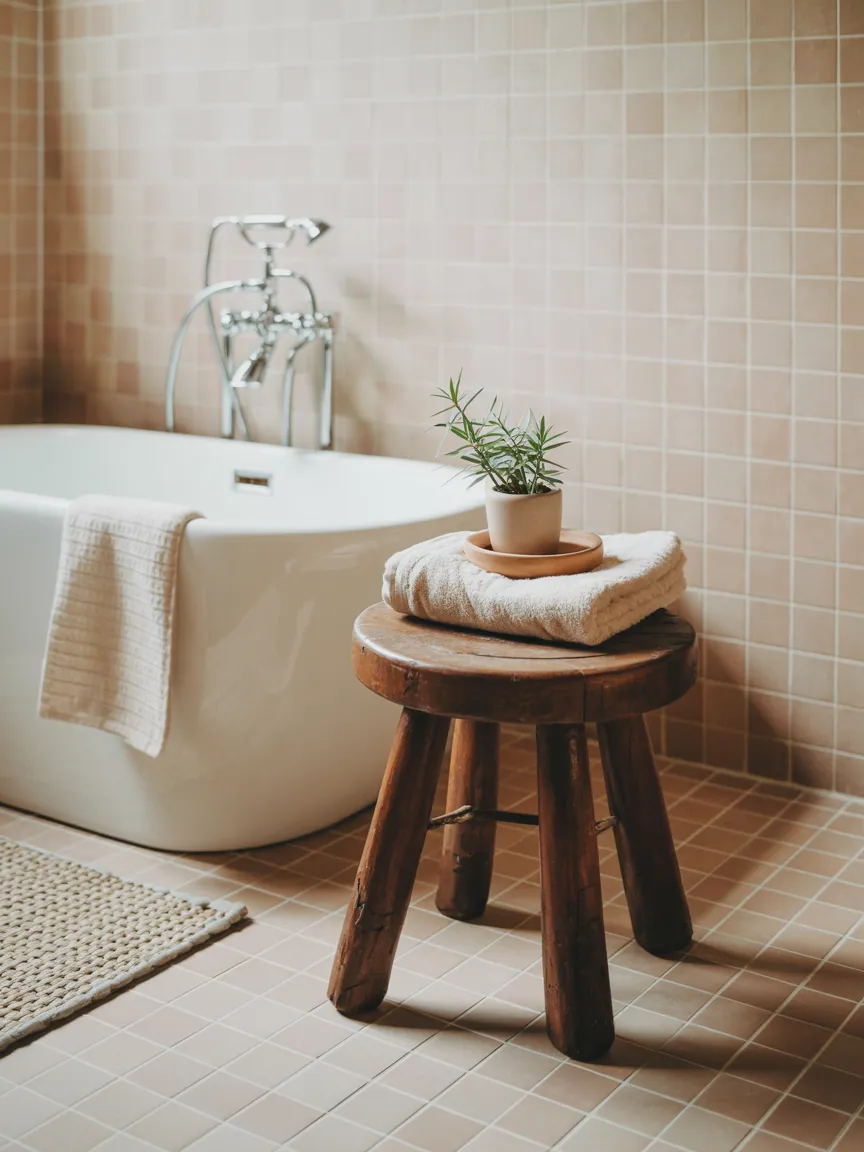Warm Wood Bath Stools