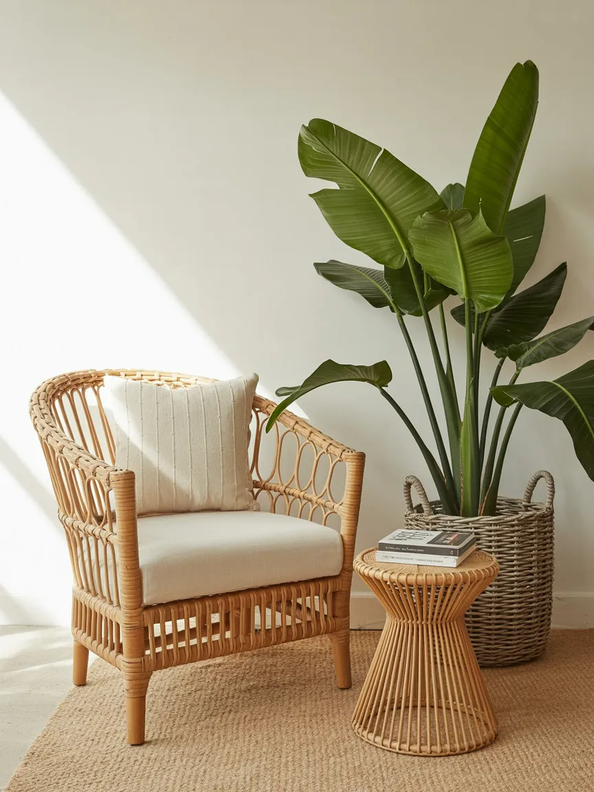 Natural Rattan and Raffia Decor Pieces