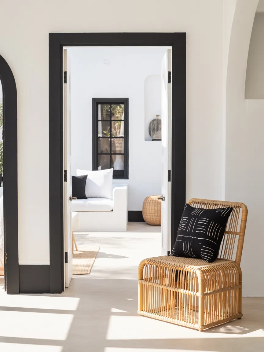 Whitewashed Walls with Black Accents
