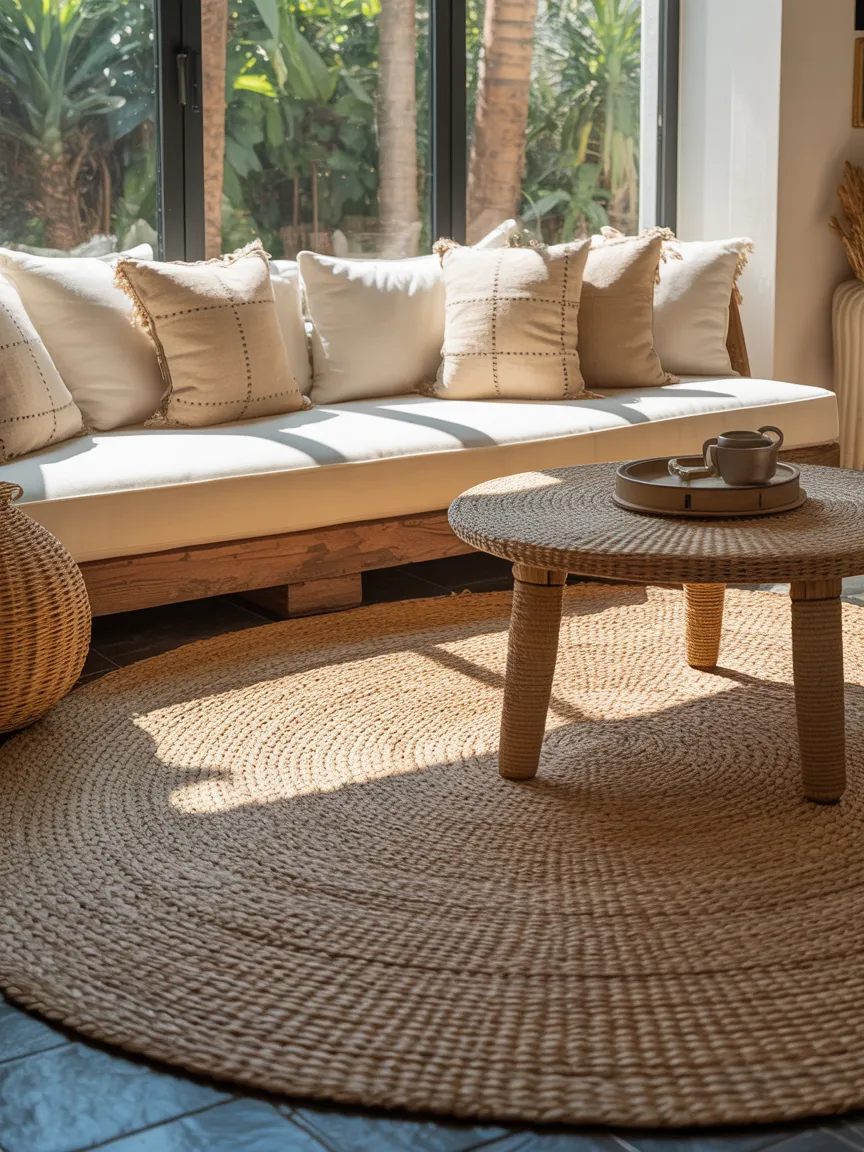 Oversized Rattan or Jute Area Rug