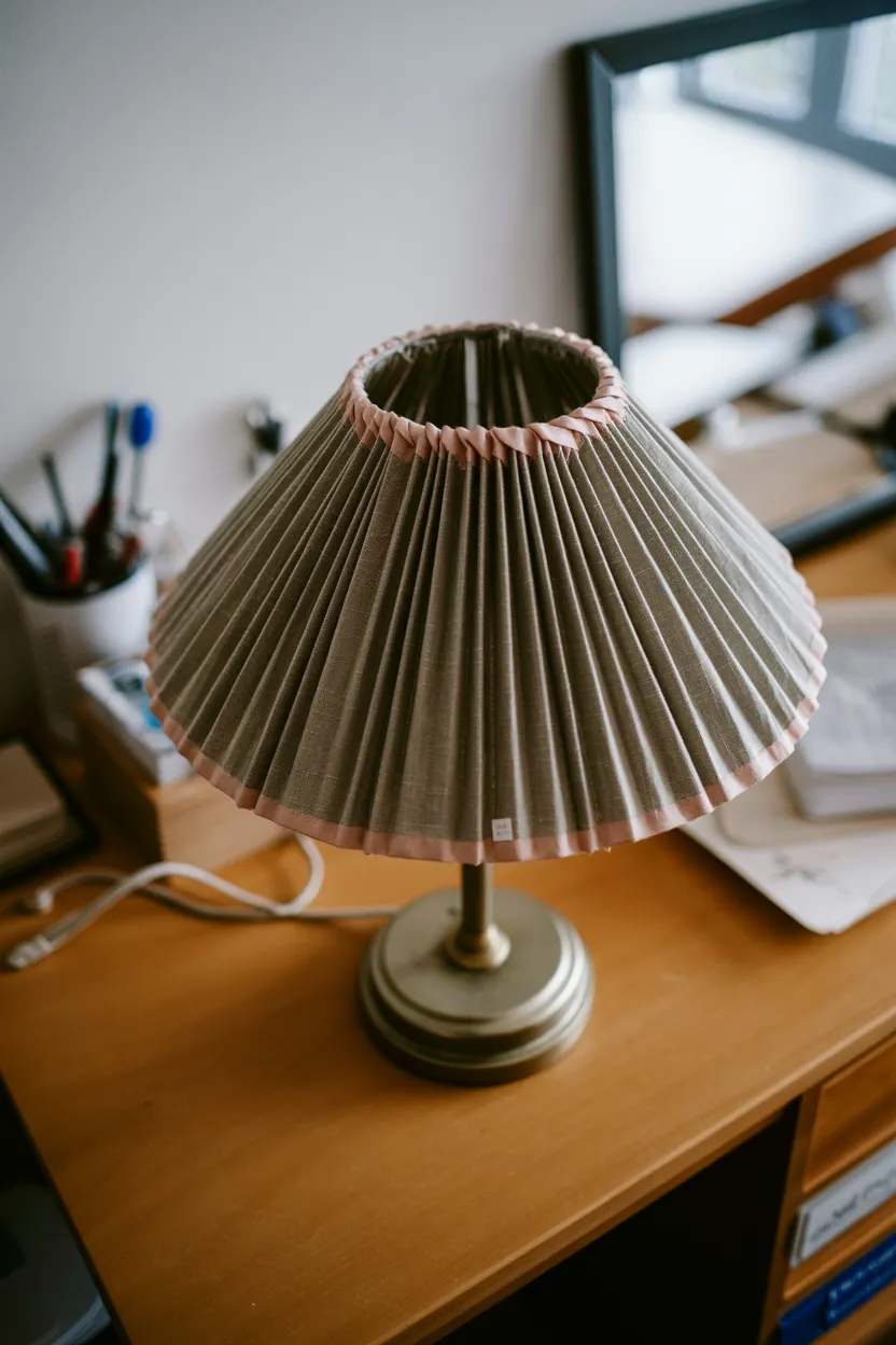 Cheap and Easy DIY Pleated Fabric Lampshade from Thrift Store Base
