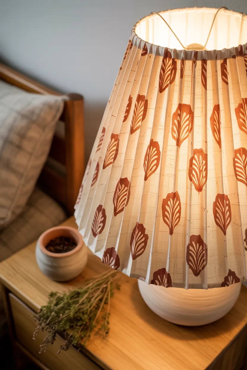 Hand-Stamped Block Print DIY Pleated Shade