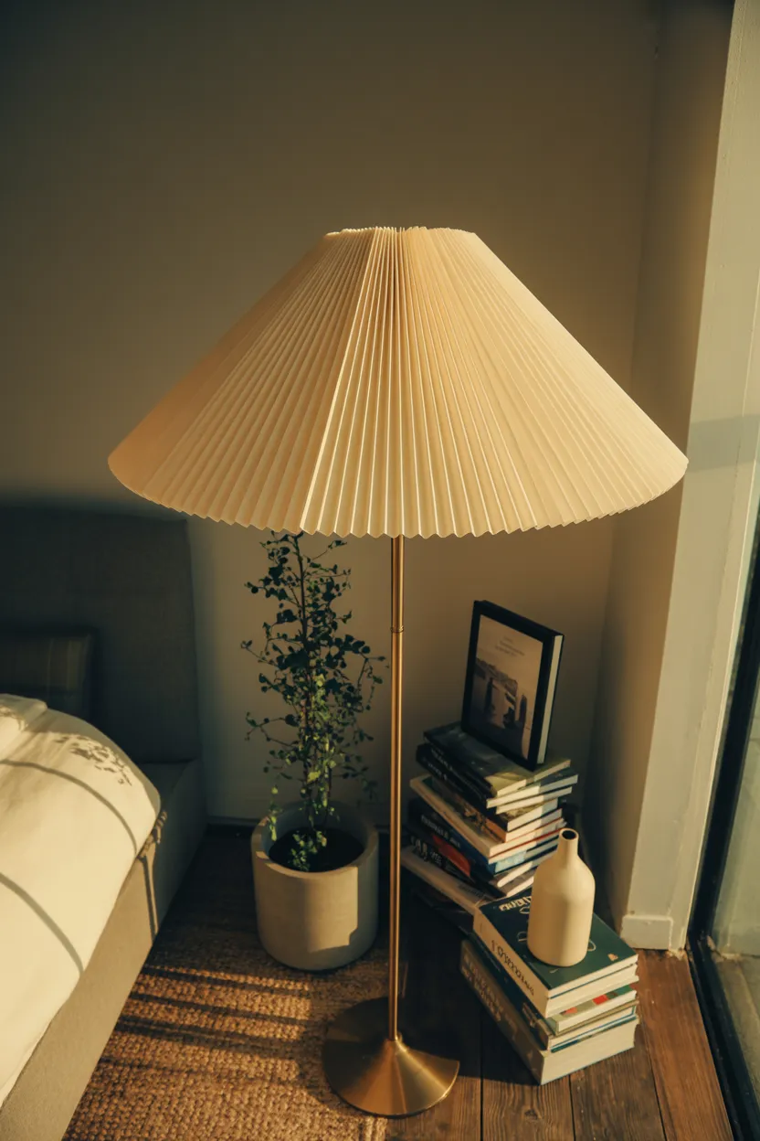 Oversized Floor Lamp with a Statement Pleated Shade