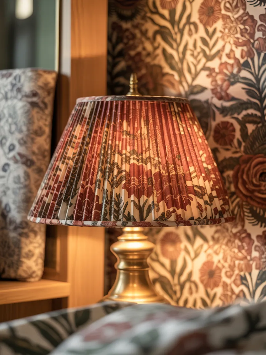 Floral Block Print Fabric Pleated Shade
