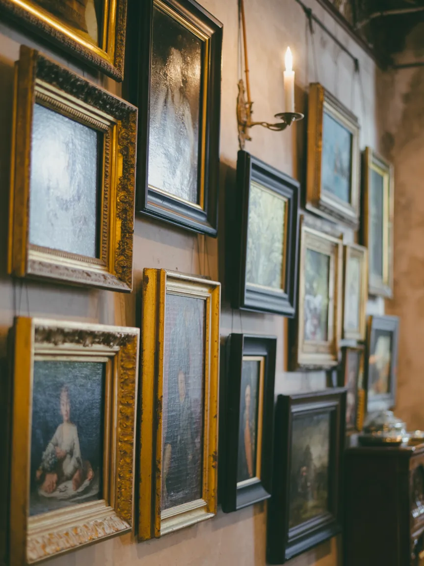 Antique Oil Paintings in Gilded or Ebonized Frames