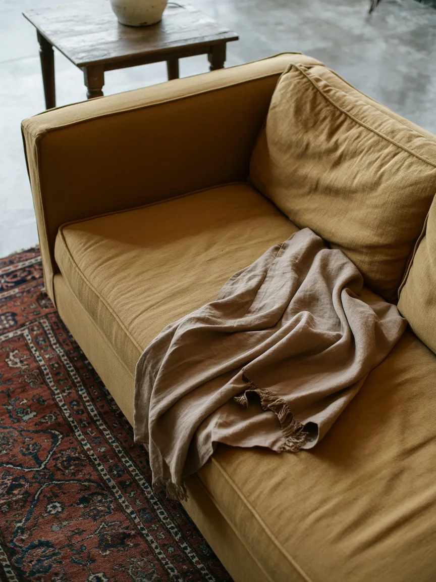 Linen or Wool Upholstery in Warm Stone Tones
