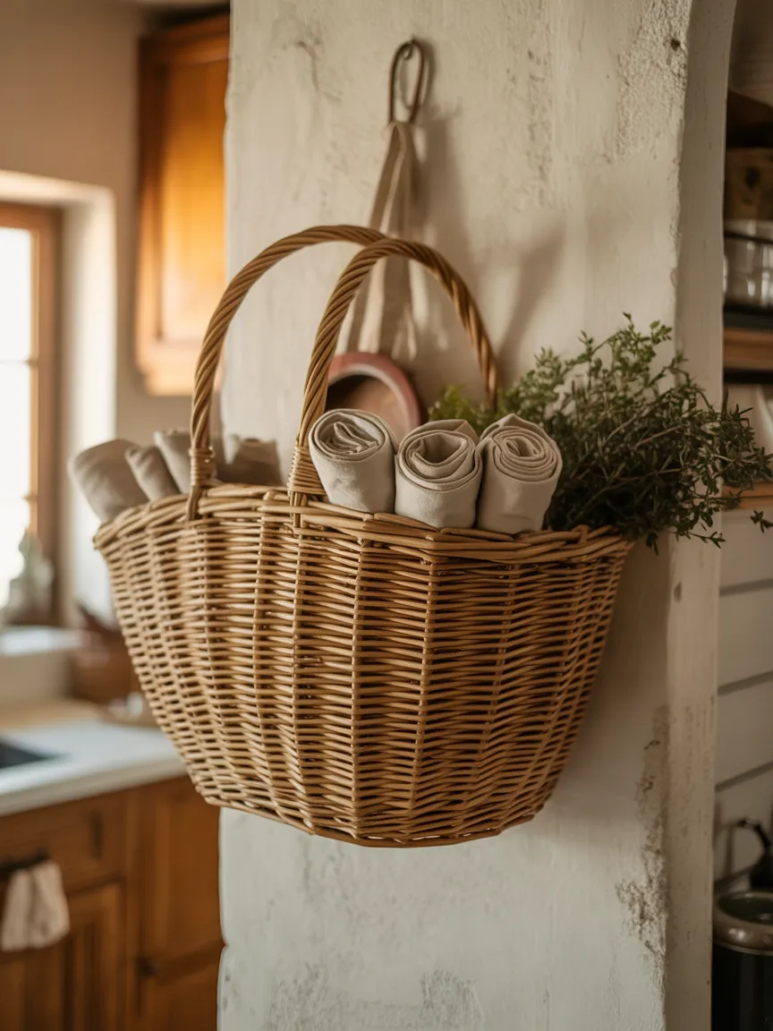 A Vintage French or English Market Basket as Functional Decor