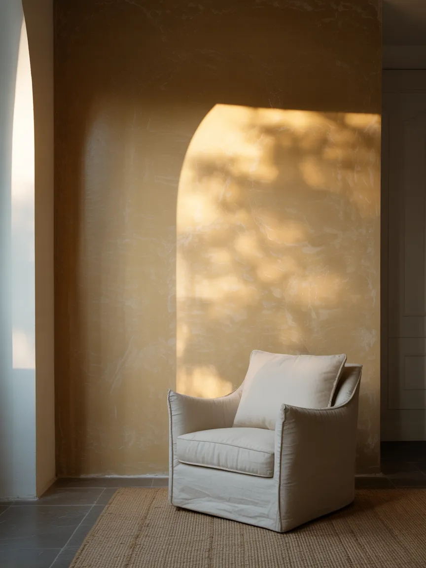Plaster or Venetian Plaster Walls in Warm White