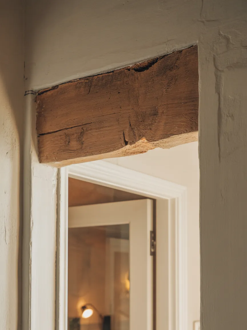 Exposed Raw Wood Headers Above Doorways