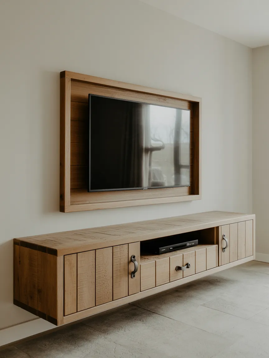 Barn Wood Floating Media Console