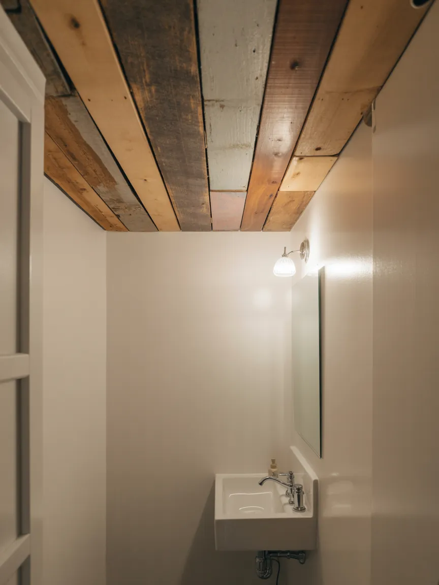 Raw Wood Architectural Features on Bathroom Ceilings