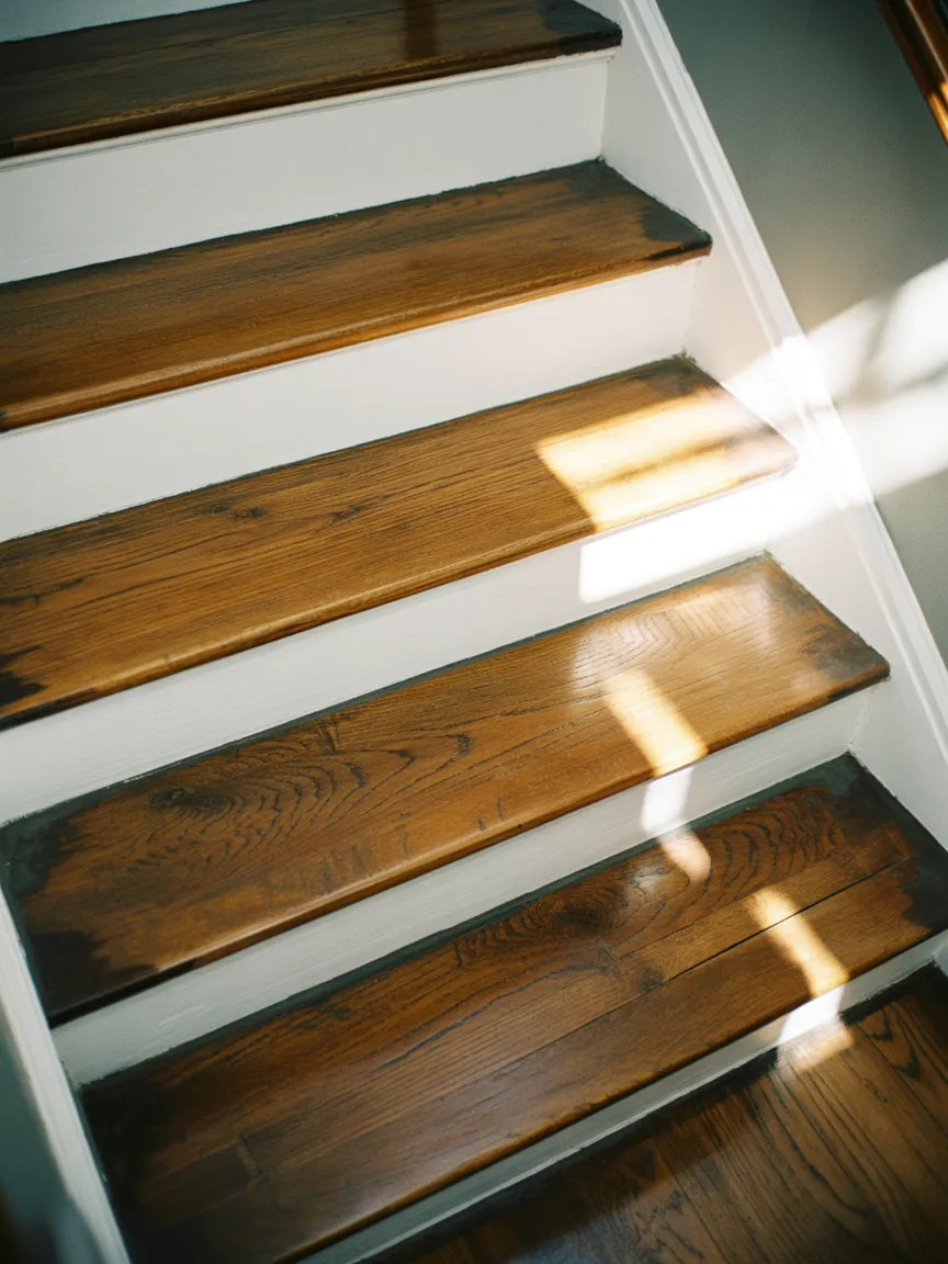 Reclaimed Wood Stair Treads Over Existing Steps