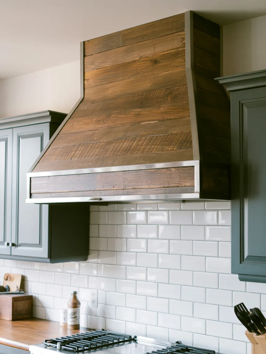 A Reclaimed Wood Range Hood Surround