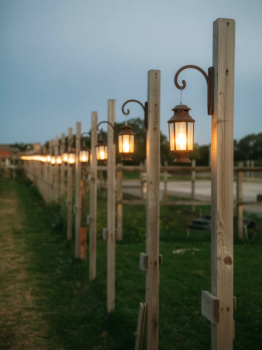 Weathered Wood Lantern Posts for a Garden Path