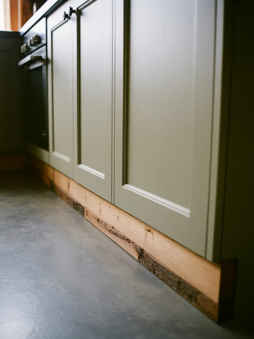 Warm Wood Kitchen Accents on Cabinet Toe Kicks