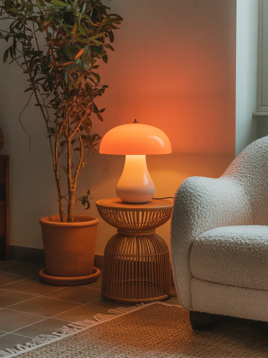 Orange and White Retro Mushroom Lamp Styling Tips