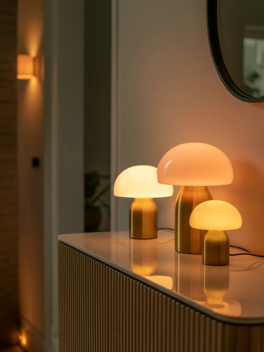 Grouping Three Mushroom Lamps at Different Heights