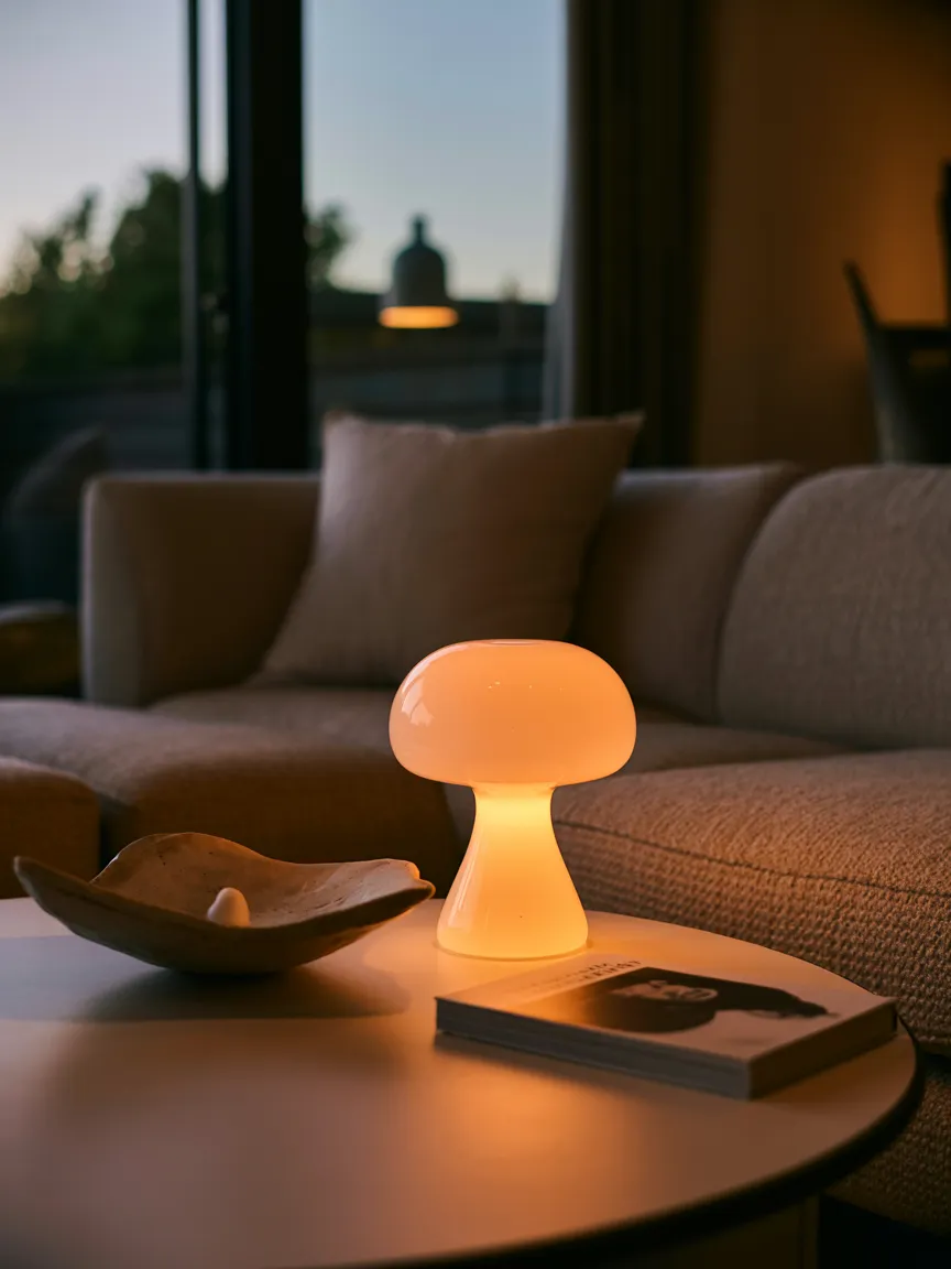 Coffee Table Accent with a Mini Mushroom
