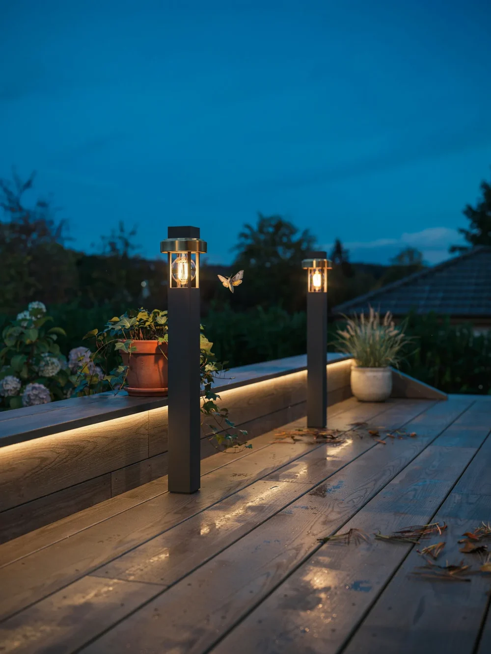 Cozy Ambient Glow Using Warm Edison-Style Post Cap Lanterns