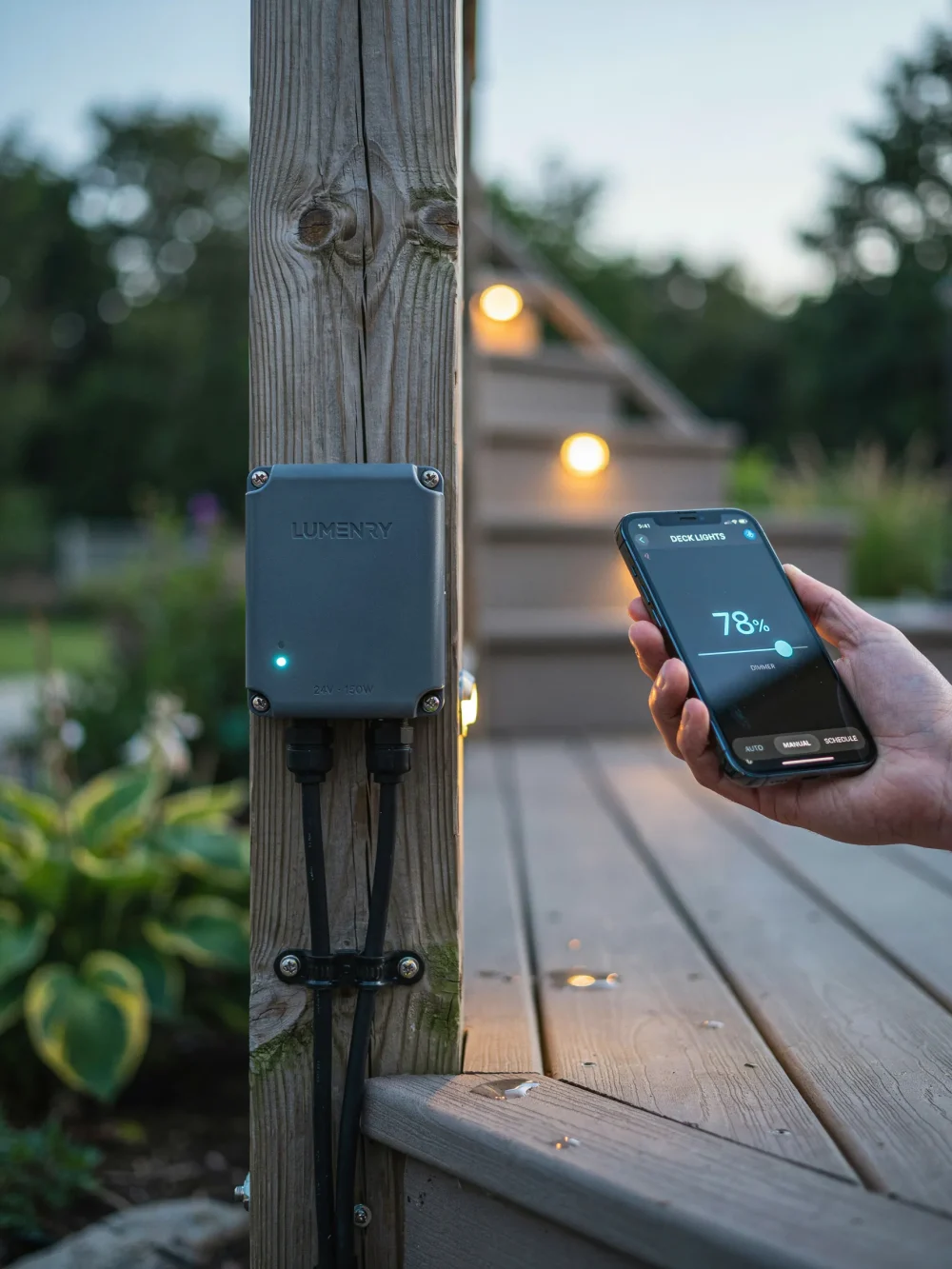 Smart Home Outdoor Lighting App Control via Low-Voltage Hub