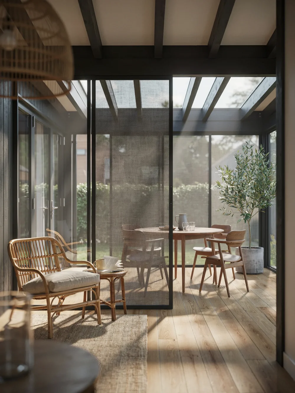 Use Structural Transparent Mesh Panels as Decor Dividers