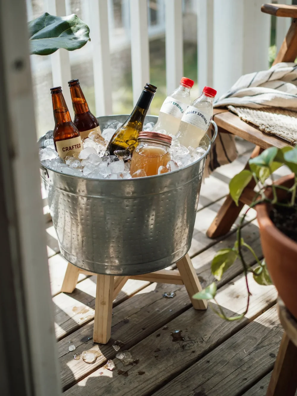 Add a Galvanized Metal Tub as a Drink Station