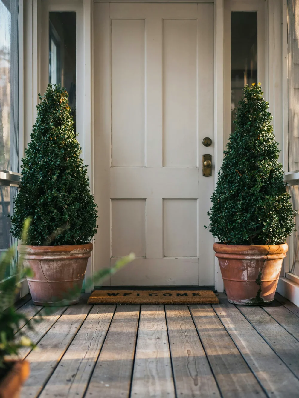 Frame the Entry With Potted Topiaries