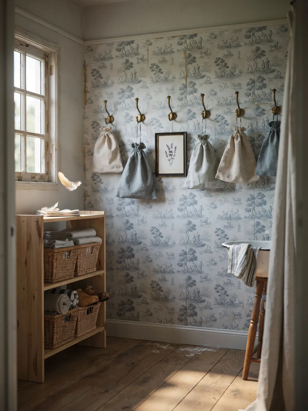 Faded Toile de Jouy in Soft Blue