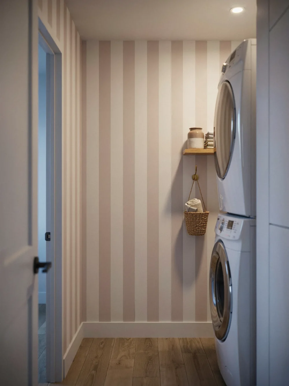 Vertical Thin Stripe in Warm Blush