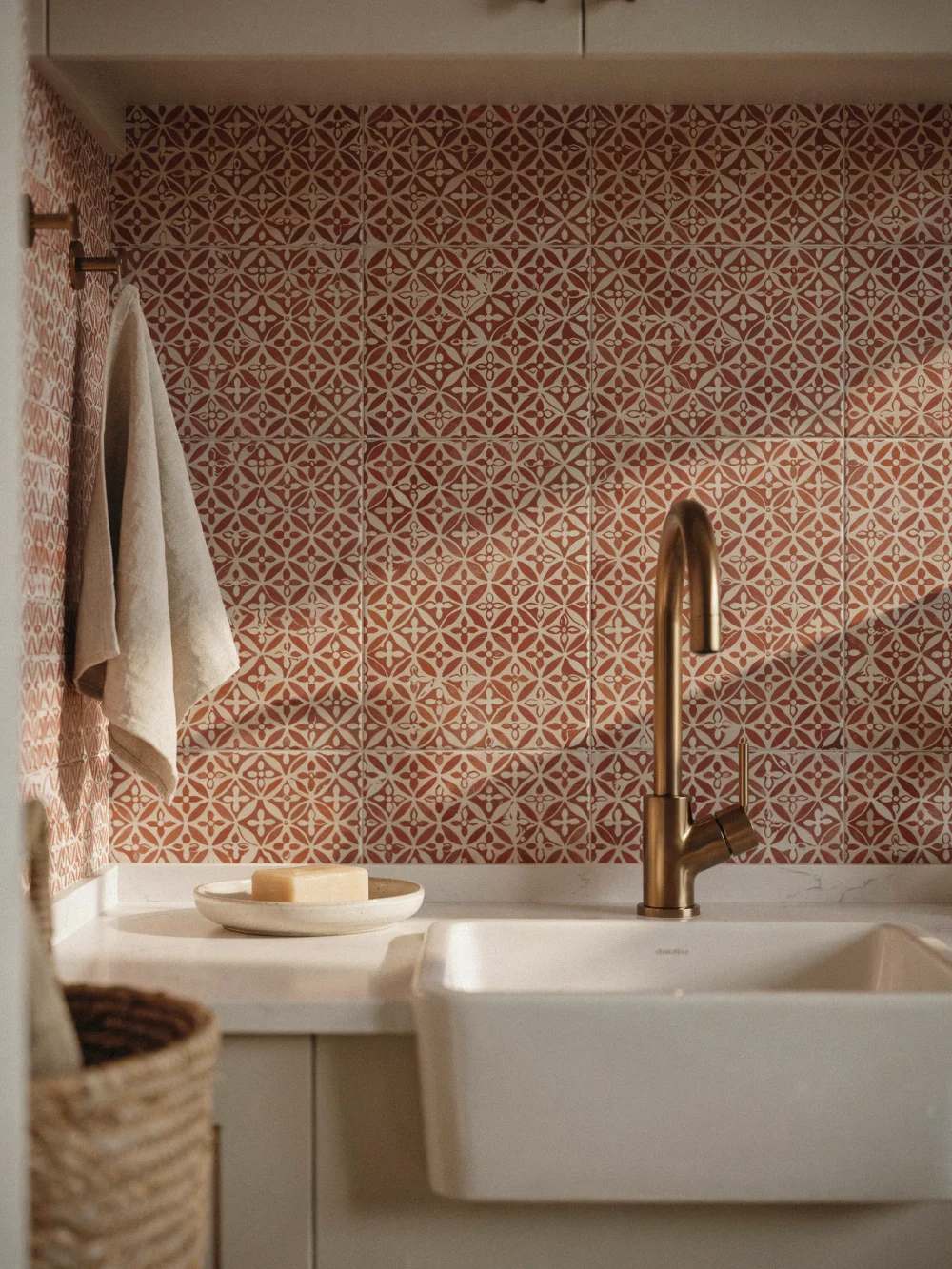 Tiny Geometric Tile Print in Terracotta