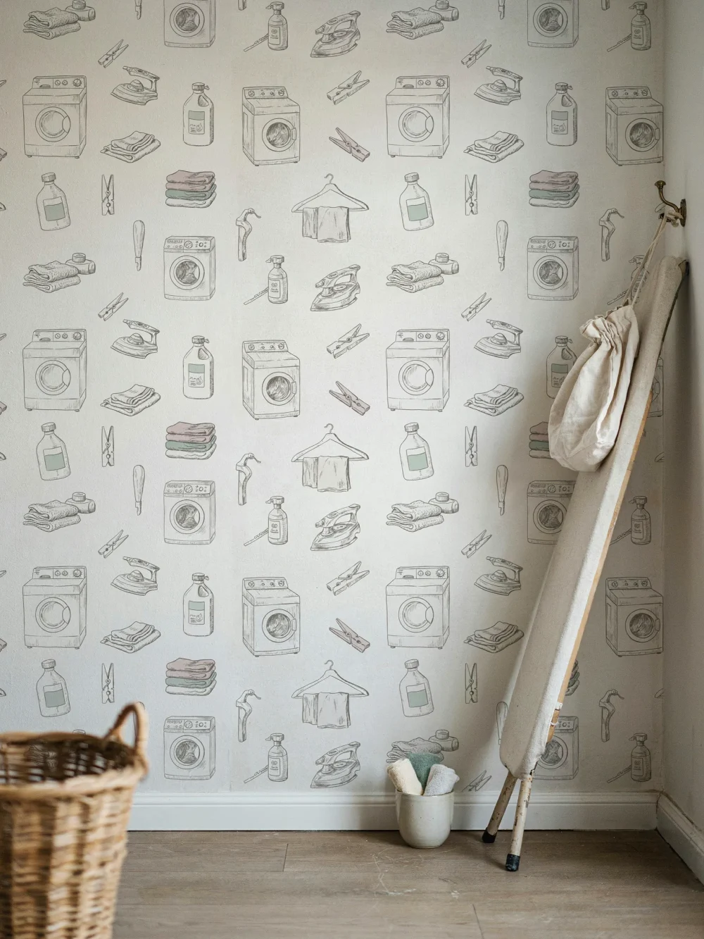 Illustrated Laundry Icons on Soft Linen